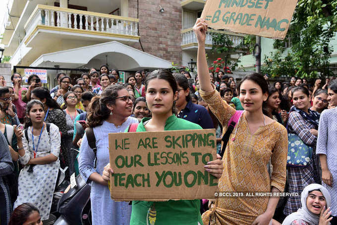 Students hold protest against moral policing