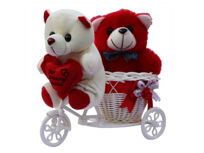 Anishoptm Two Cute Teddy With A Tricycle Gift Set.