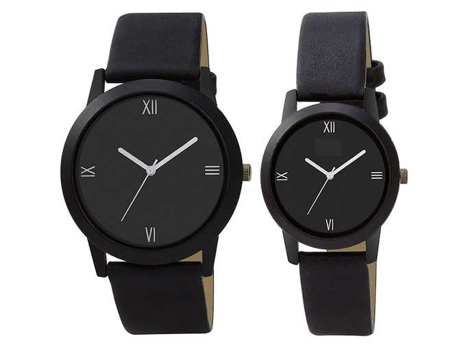 Analogue Black Dial Couple Combos Set of Mens &Womens