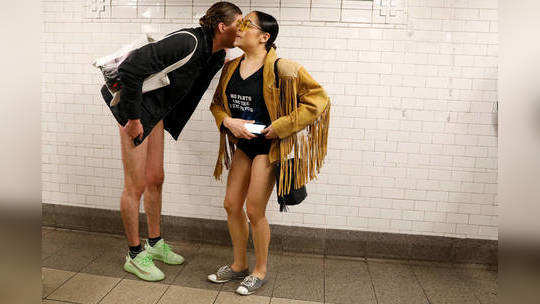 Hundreds turn out for No Pants Subway Ride in NYC...                                         