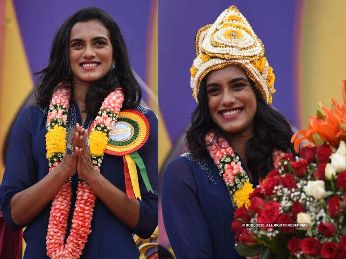 Spectacular pictures from PV Sindhu’s felicitation ceremonies