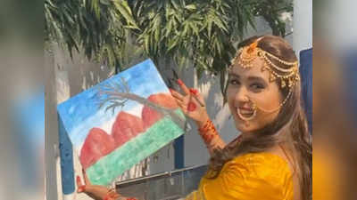 Video: पेंटिंग से ज्यादा काजल राघवानी की खूबसूरती के मुरीद हुए फैन्‍स