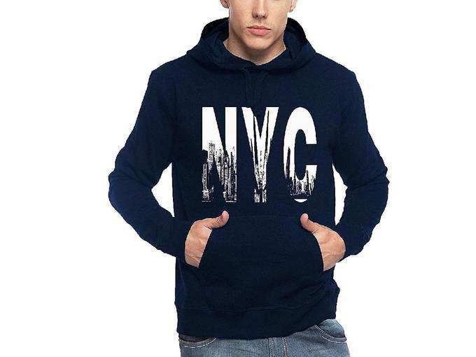 Mens NYC Printed Cotton Hooded Sweatshirt