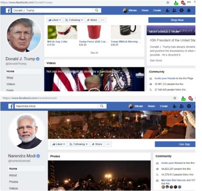 modi and trump fb