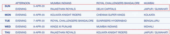 ipl schedule