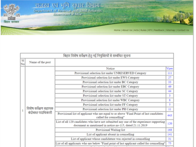 Bihar LRC Amin Result 2019 घोषित, इस डायरेक्ट लिंक से देखें