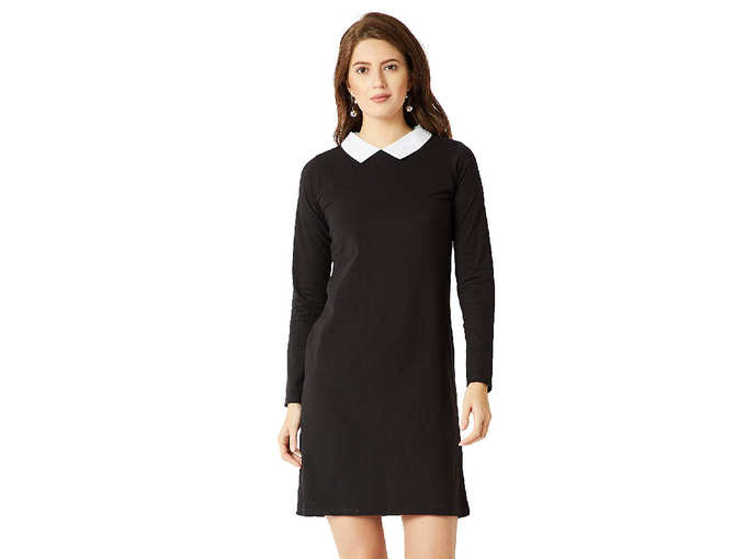 Womens Cotton Collared Shift Dress