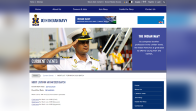 Indian Navy MR Result 2020: अप्रैल बैच की मेरिट लिस्ट जारी, यहां देखें