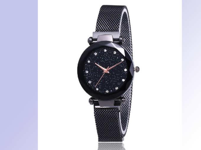 Brand MA-2 Luxury Mesh Magnet Buckle Starry Sky Quartz Watches for Girls Fashion Clock Mysterious Black Lady Analog Watch