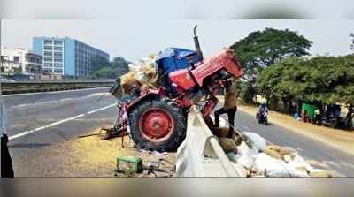 ফের দুর্ঘটনা জাতীয় সড়কে, কন্টেনারের ধাক্কা ট্র্যাক্টরে