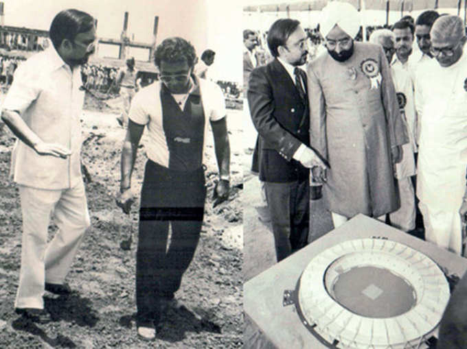 सुनील गावस्कर और पूर्व राष्ट्रपति ज्ञानी जैल सिंह के साथ मृगेश