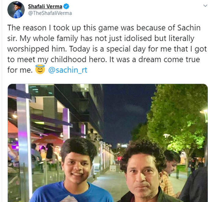 shafali tweet for sachin