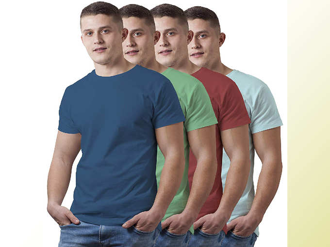 KGB Polo Round Neck Plain Mens Cotton t Shirt Half Sleeves Casual Latest - Combo Value Pack of 4