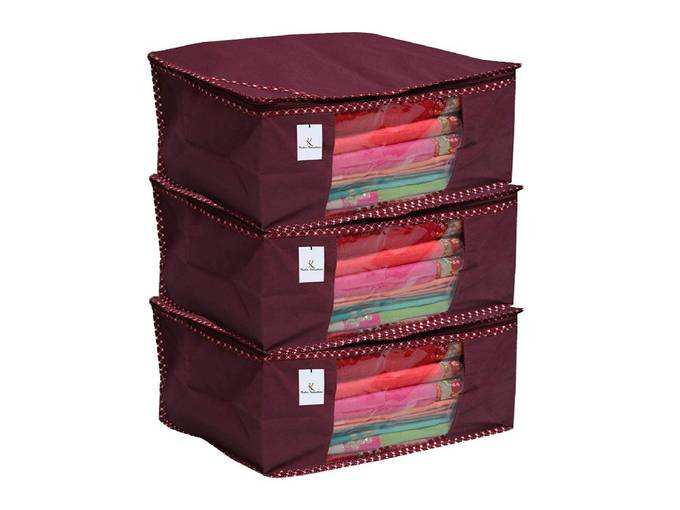Kuber Industriestm Non Woven Saree Cover/ Saree Bag/ Storage Bag Set Of 3 Pcs