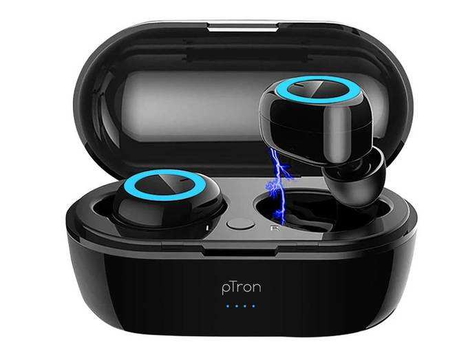 pTron Bassbuds in-Ear True Wireless Bluetooth Headphones (TWS) with Mic - (Black)