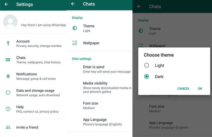 whatsapp डार्क मोड फीचर असं active करा