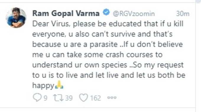 Ram Gopal Varma tweet about Corona Virus