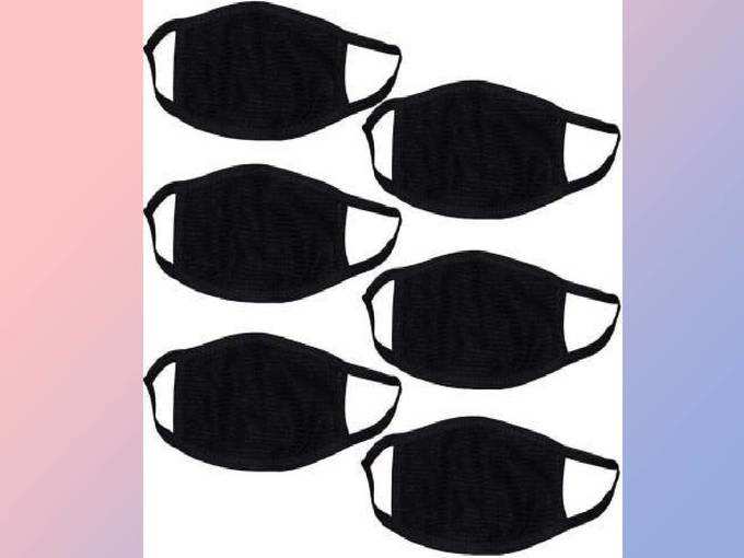 TOPshop Anti-Pollution Dust Cotton Unisex Mouth Mask for Bullet Pack of 6, Black