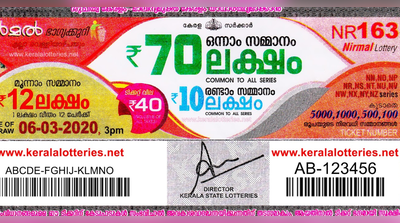 NR 163 Lottery: നിര്‍മല്‍ ലോട്ടറി നറുക്കെടുപ്പ് ഇന്ന് മൂന്ന് മണിയ്ക്ക്