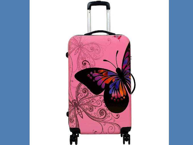 Tramp & Badger 360Â Rotating Wheels, Butterfly Printed Pattern Non-Breakable & Extra Light Weight Trolley Bag-