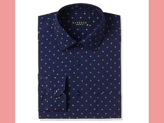 Diverse Mens Printed Regular fit Cotton Formal Shirt