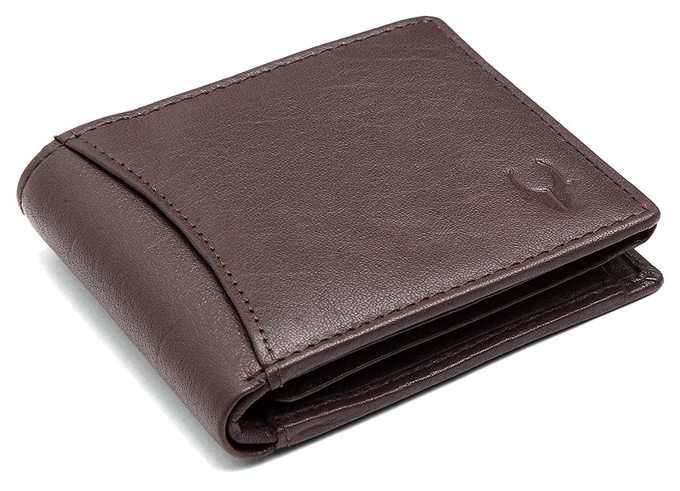 WildHorn® RFID Protected 100% Genuine High Quality Mens Leather Wallet (Carob Brown)