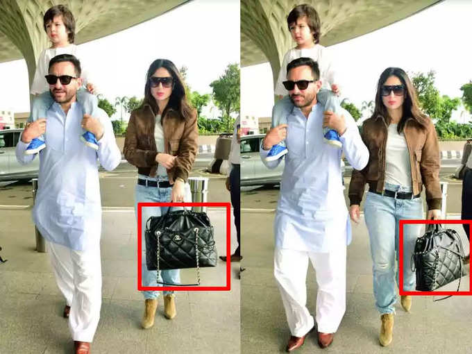 Chanel लेदर बैग विद गोल्ड टोन मेटल लोगो