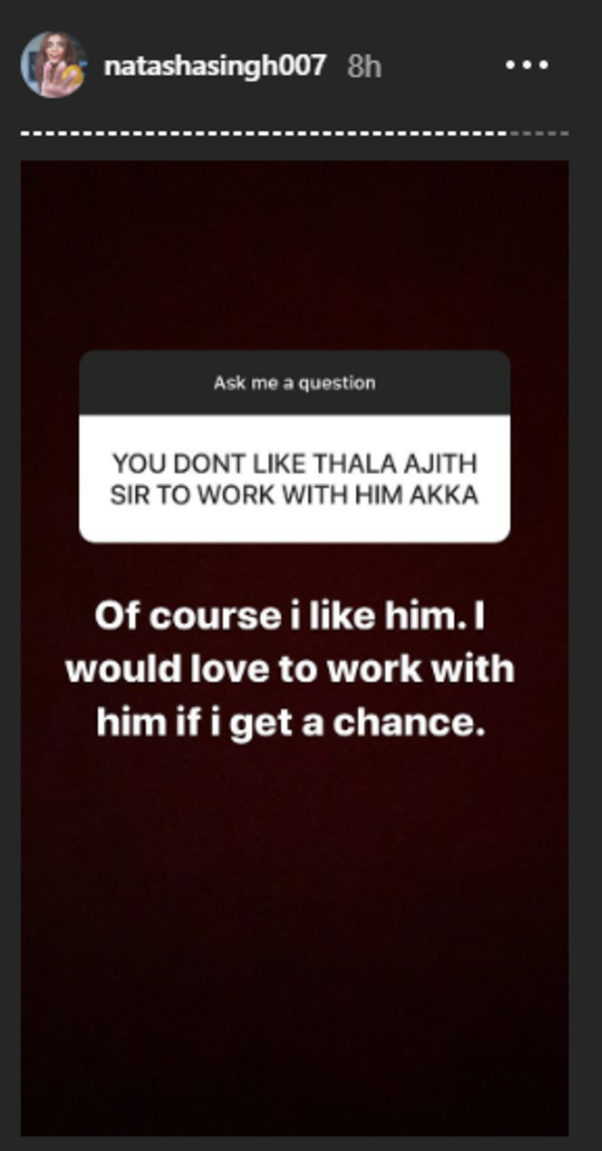 Natasha Singh about Ajith