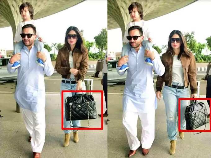 ​Chanel लेदर बॅग विद गोल्ड टोन मेटल लोगो