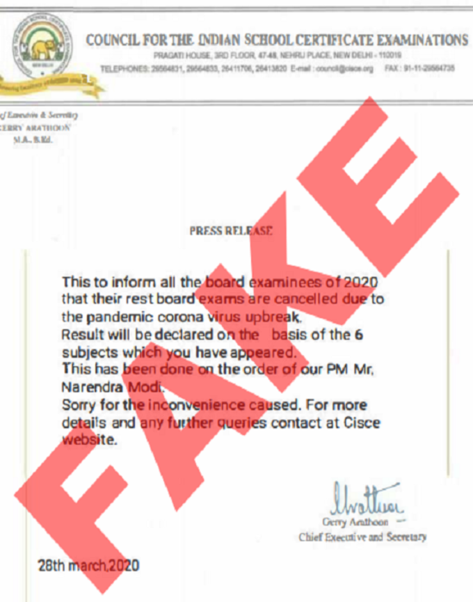 CISCE fake circular