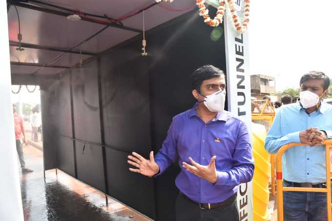 disinfection tunnel installed in hubballi apmc gate