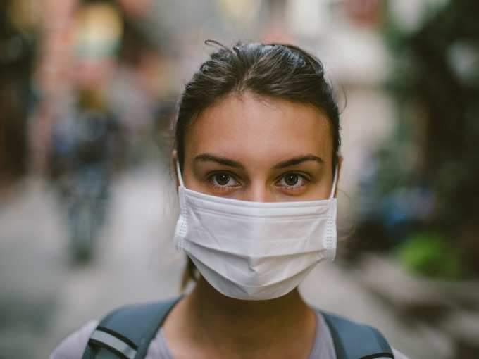 Young woman with face mask