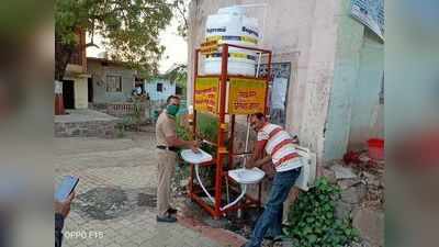 हस्ता गावात बसविले दोन सॅनिटायझर यंत्र