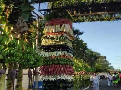 મહાબલિપુરમઃ મોદી-જિનપિંગના સ્વાગતમાં 18 પ્રકારનાં શાકભાજી-ફળોથી પંચ રથનો ગેટ સજાવાયો