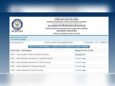 DRDO ವಿವಿಧ ಹುದ್ದೆಗಳ ಟೈಯರ್‌-1 ಪರೀಕ್ಷೆ ಫಲಿತಾಂಶ ಪ್ರಕಟ