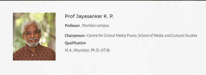 Prof Jayasankar K. P.