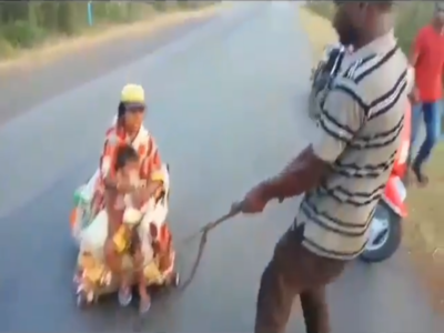 जुगाड़ की गाड़ी पर गर्भवती पत्नी और बेटी को बिठाया, 17 दिन में 800KM पैदल चलकर पहुंचा गांव