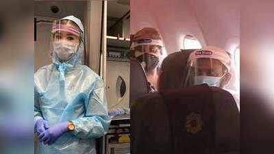 PPE किट में स्टाफ, फेस शील्ड में यात्री...कोरोना काल की हवाई यात्रा की तस्वीरें