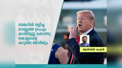 ബങ്കറിൽ ഒളിച്ച വെളുത്ത ട്രംപും കാൽമുട്ടു കൊണ്ടു കൊല്ലപ്പെട്ട കറുത്ത ജോര്‍ജും