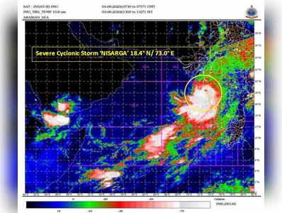 निसर्ग चक्रीवादळ उत्तर महाराष्ट्राच्या दिशेने; पुढील सहा तासांत तीव्रता कमी होणार