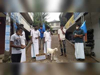 കൂടെവിടെ പ്രസിഡന്‍റേ...: ആട്ടിൻകുട്ടിയുമായി വാത്തിക്കുടിയിൽ കെഎസ്‍യു സമരം