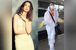 एयरपोर्ट पर दिखीं रकुल प्रीत सिंह, ऊपर से नीचे तक थीं PPE में थीं लिपटी