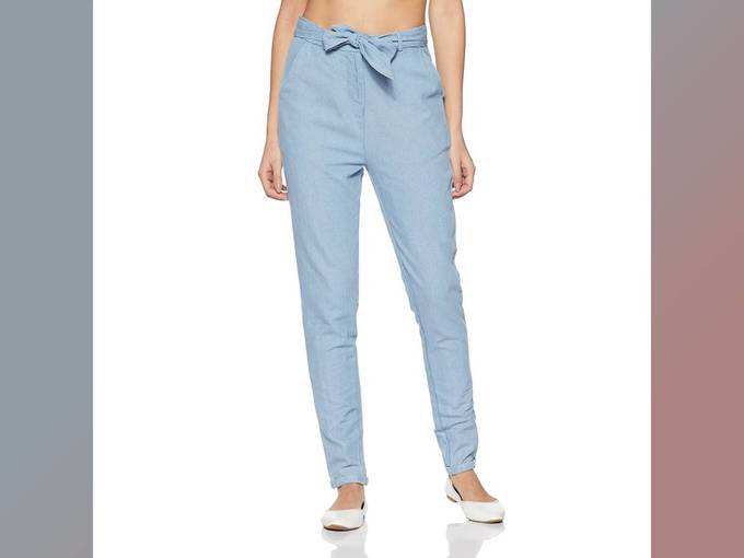 Amazon Brand - Symbol Womens High Waist Tapered Fit Cotton Casual Trousers