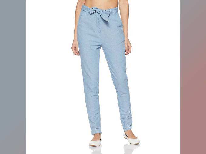 Amazon Brand - Symbol Women&#39;s High Waist Tapered Fit Cotton Casual Trousers