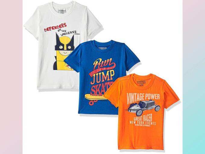 Cherokee by Unlimited Boys&#39; Plain Regular Fit T-Shirt (Pack of 3)(Colors &amp; Print May Vary)