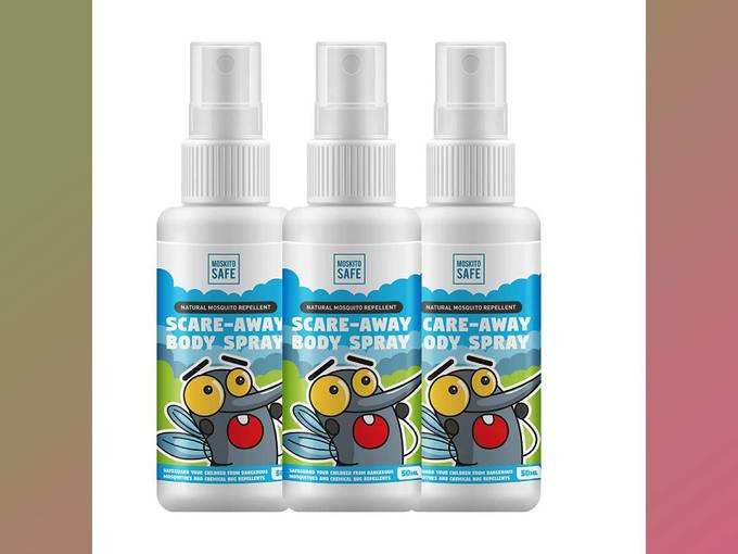 Moskito Safe Natural Mosquito Repellent Body Spray for Kids| Alcohol and Deet Free | Citronella, Lemon Grass and Neem Oil | Pack of 3, 50 ml