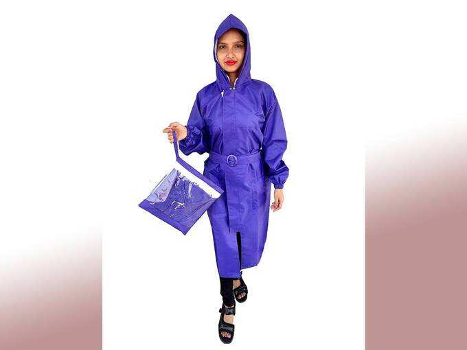 Neelam Women&#39;s Polyester Reversible Rain Coat (Blue)