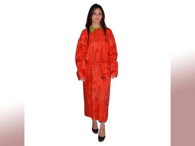 Aashi Women Waterproof Hooded Raincoat Long Jacket