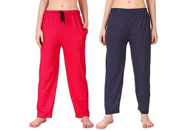 Trendy House Stylish And Comfortable Cotton Pyjama/Lower for Women (Black Black Pack of 2)