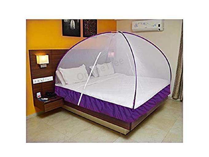 OnlineTree Mosquito net Foldable King Size (Double Bed) with Free Saviours (Violet)